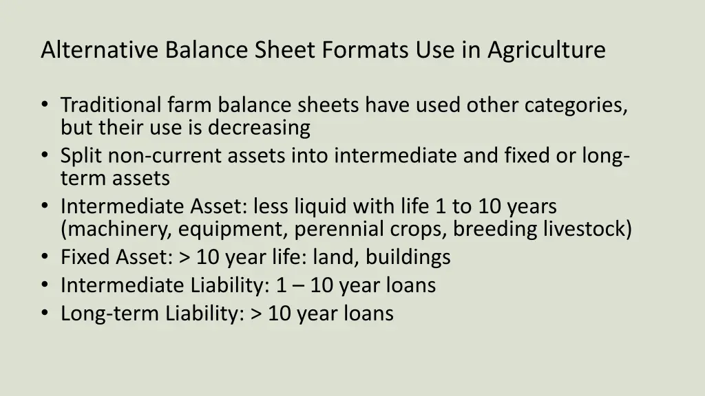 alternative balance sheet formats