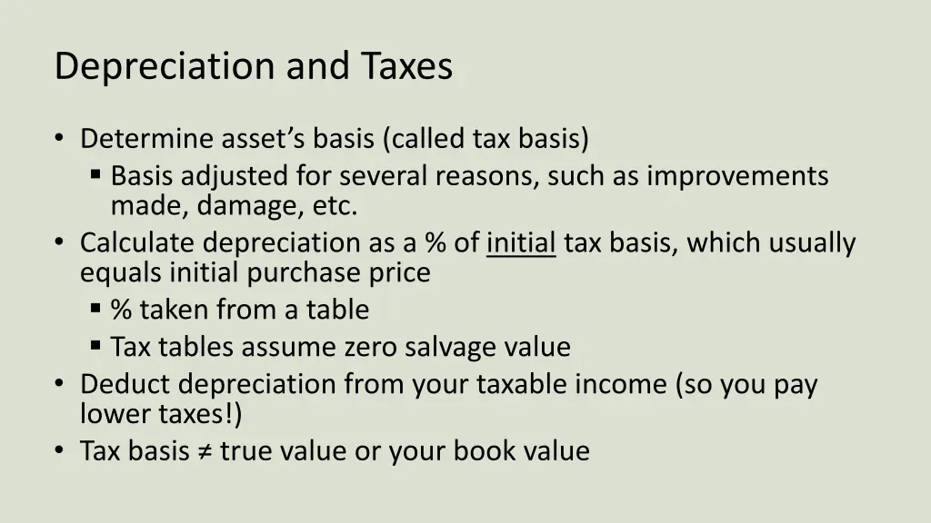 depreciation and taxes 1