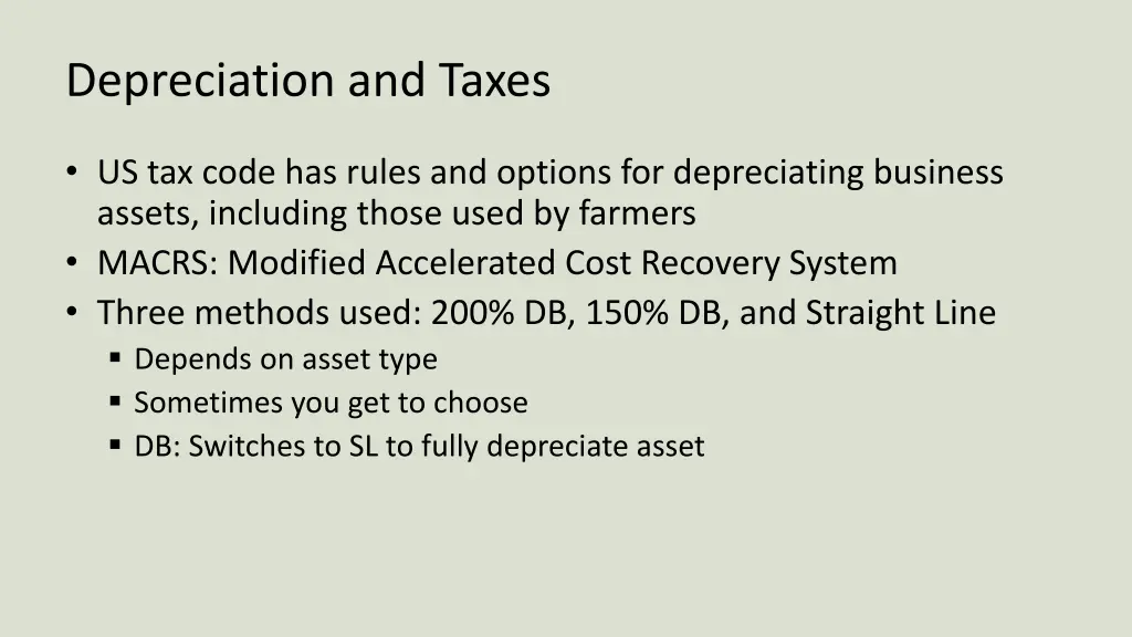 depreciation and taxes