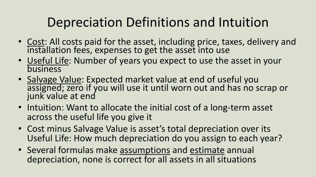 depreciation definitions and intuition