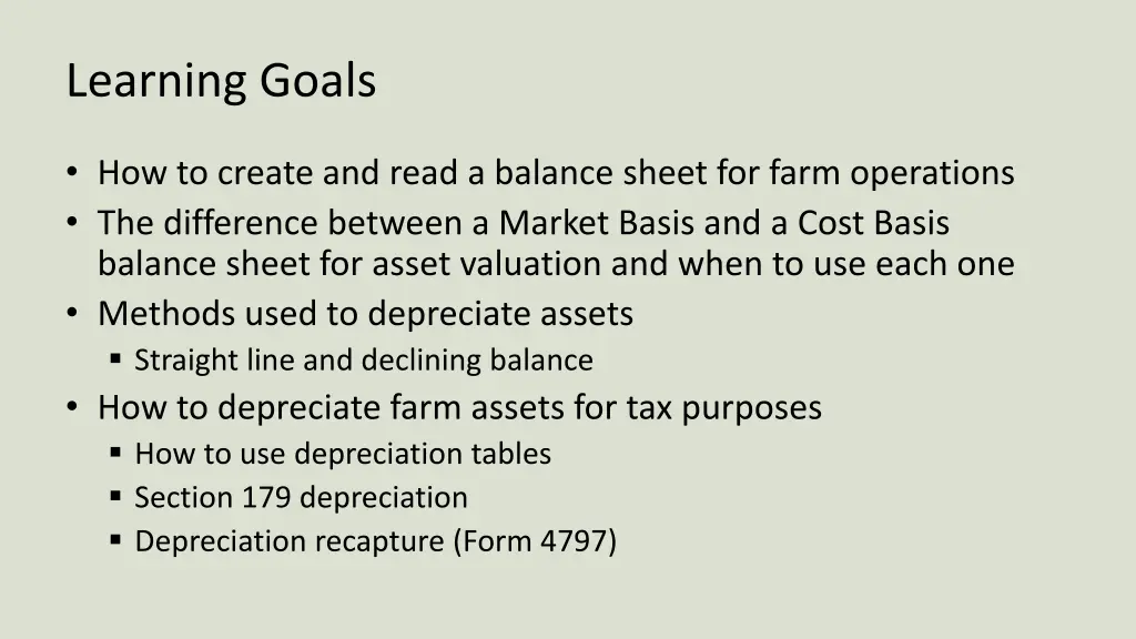 learning goals