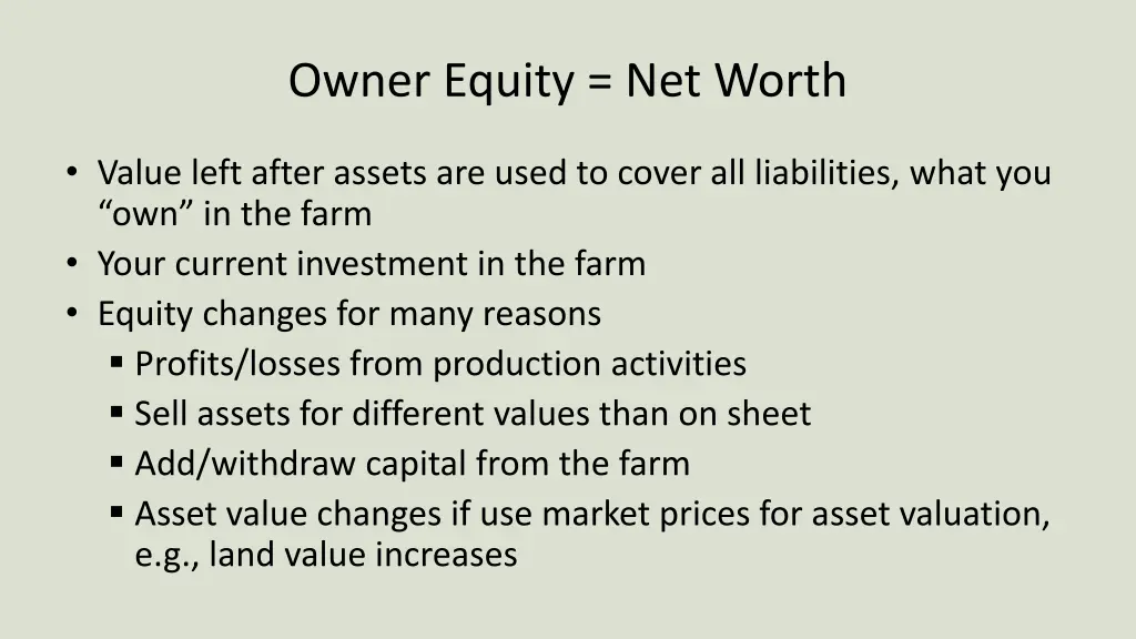owner equity net worth