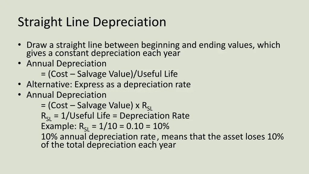 straight line depreciation