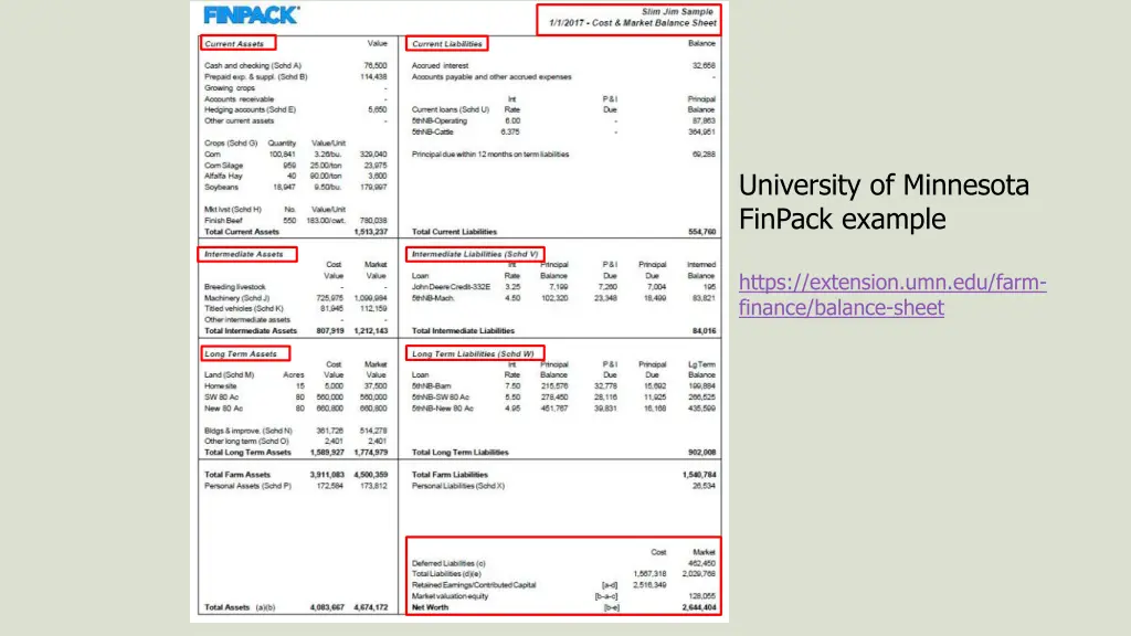 university of minnesota finpack example