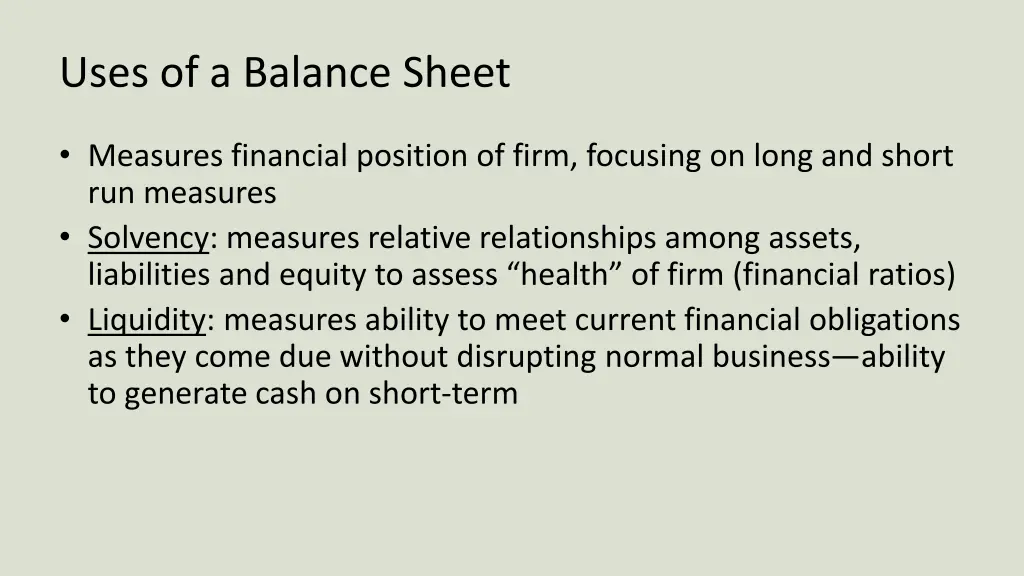 uses of a balance sheet
