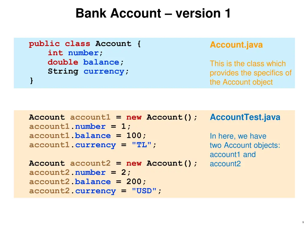 bank account version 1