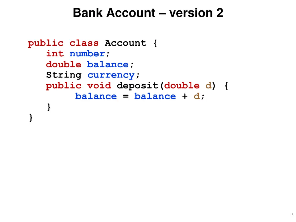 bank account version 2