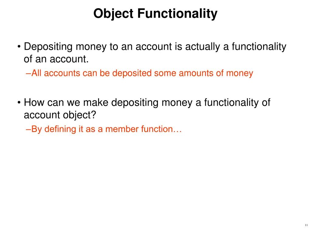 object functionality