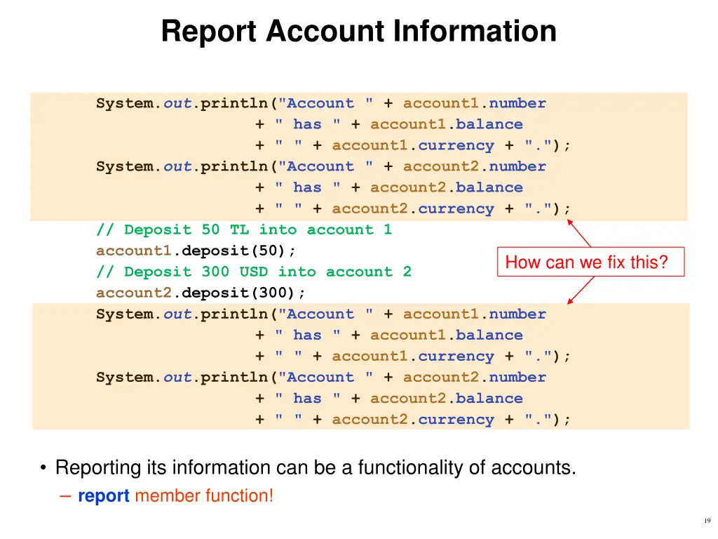 report account information