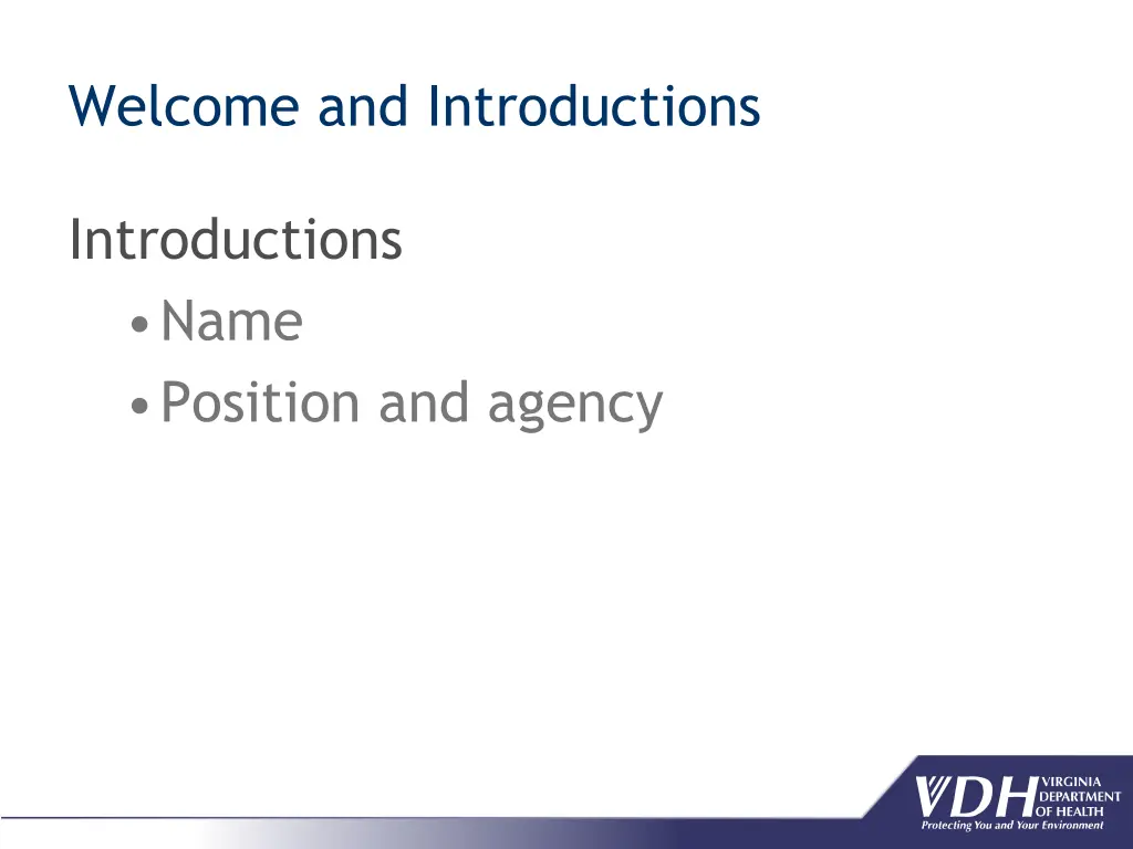 welcome and introductions
