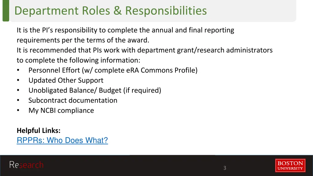 department roles responsibilities