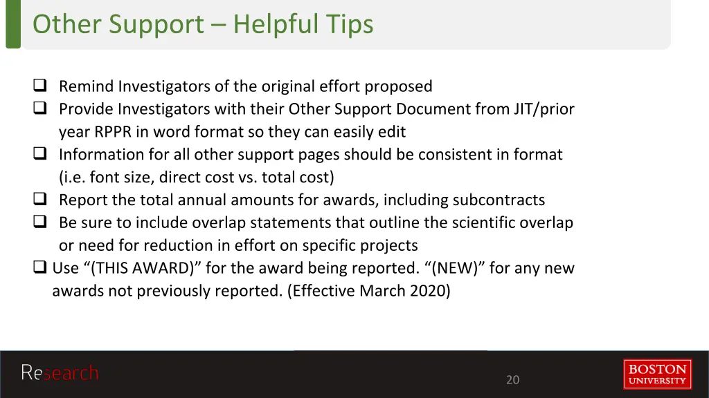 other support helpful tips
