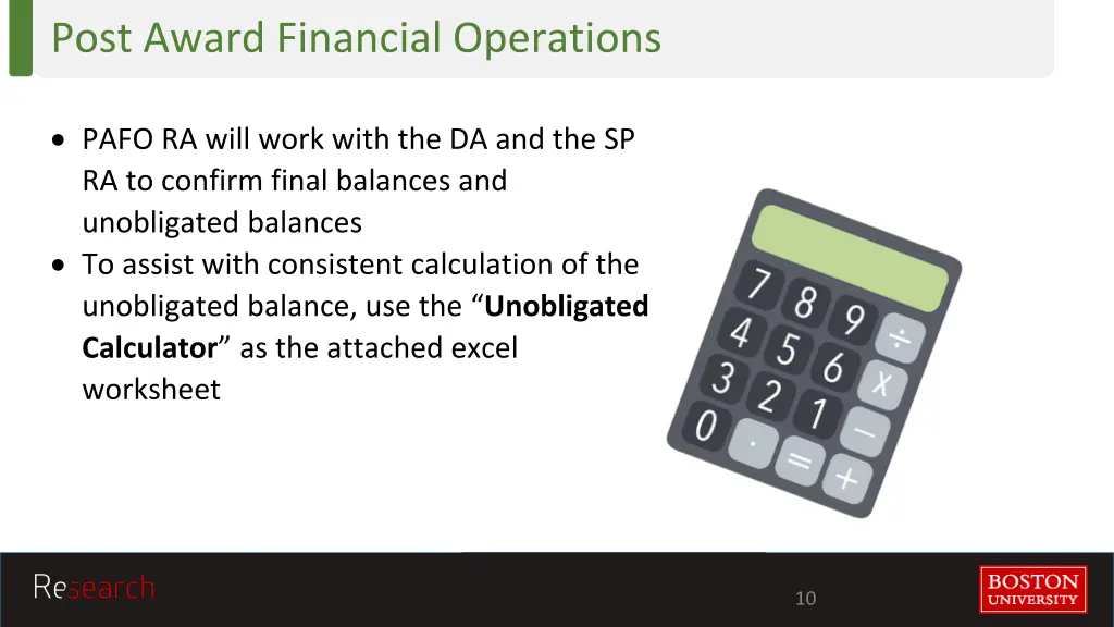 post award financial operations