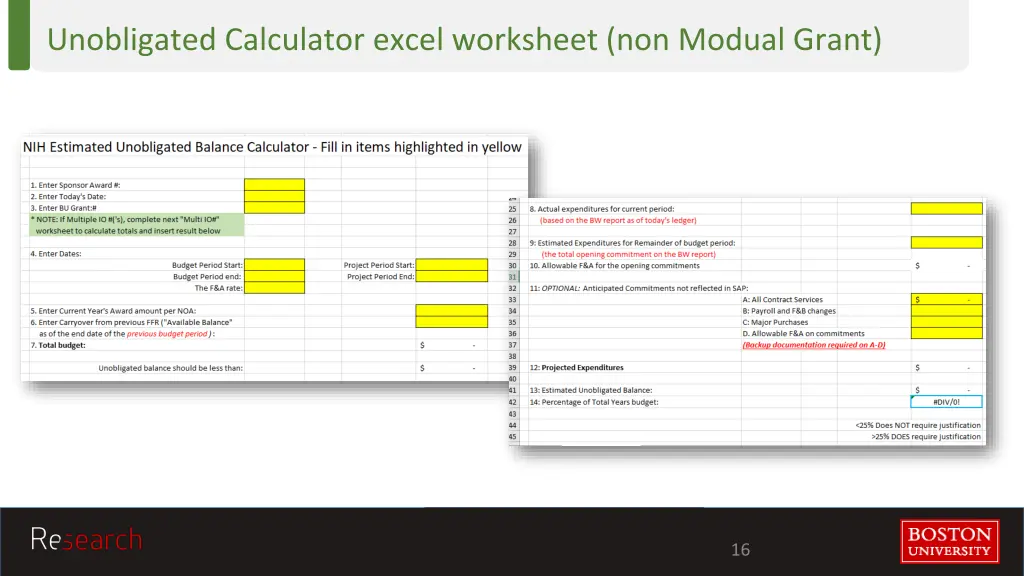 unobligated calculator excel worksheet non modual