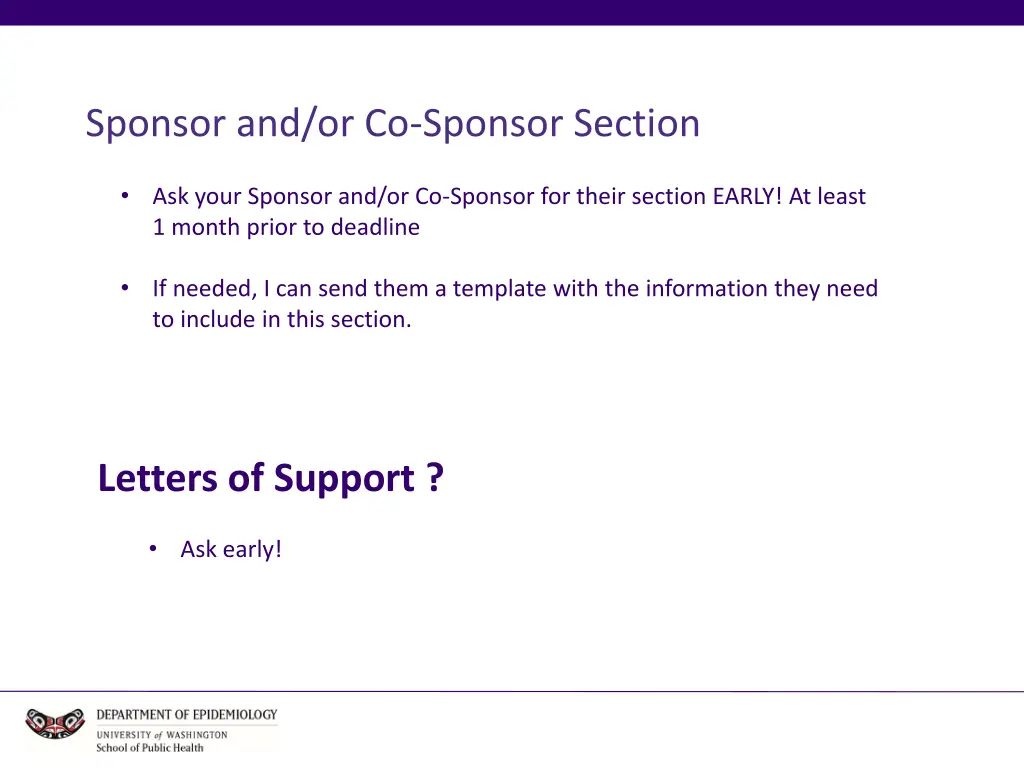 sponsor and or co sponsor section