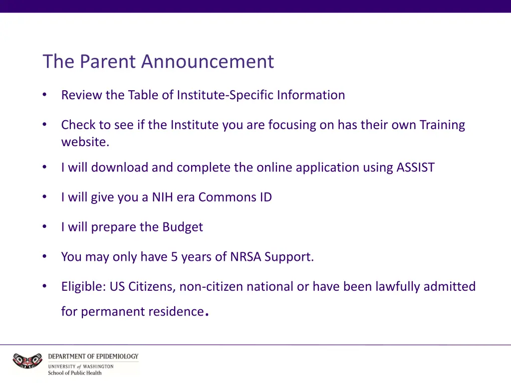 the parent announcement