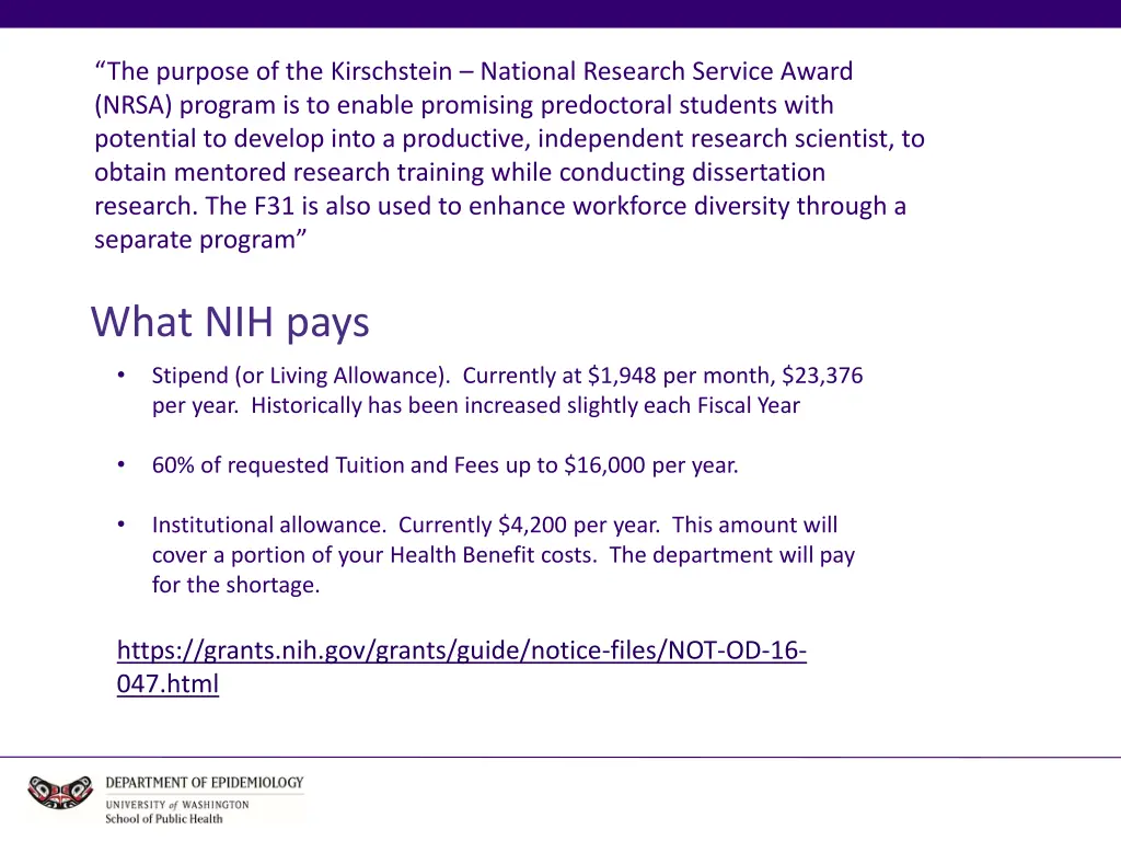 the purpose of the kirschstein national research