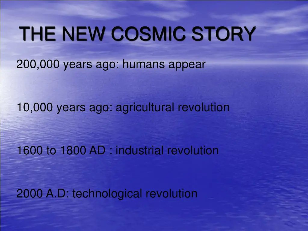 the new cosmic story 1