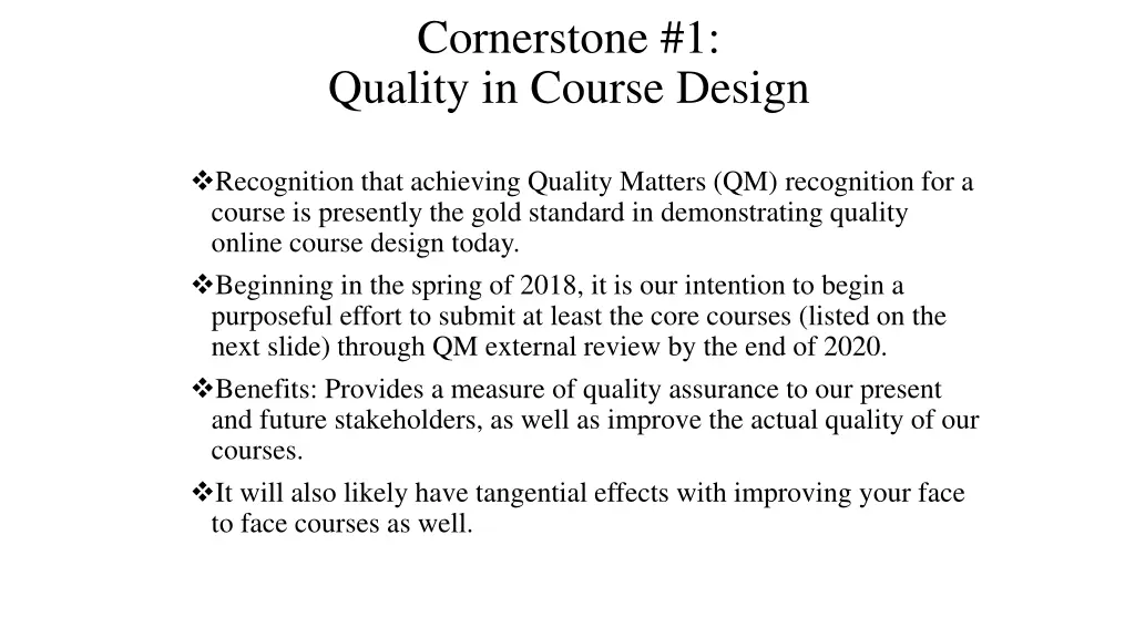 cornerstone 1 quality in course design