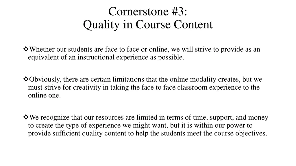 cornerstone 3 quality in course content