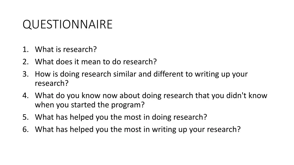 questionnaire
