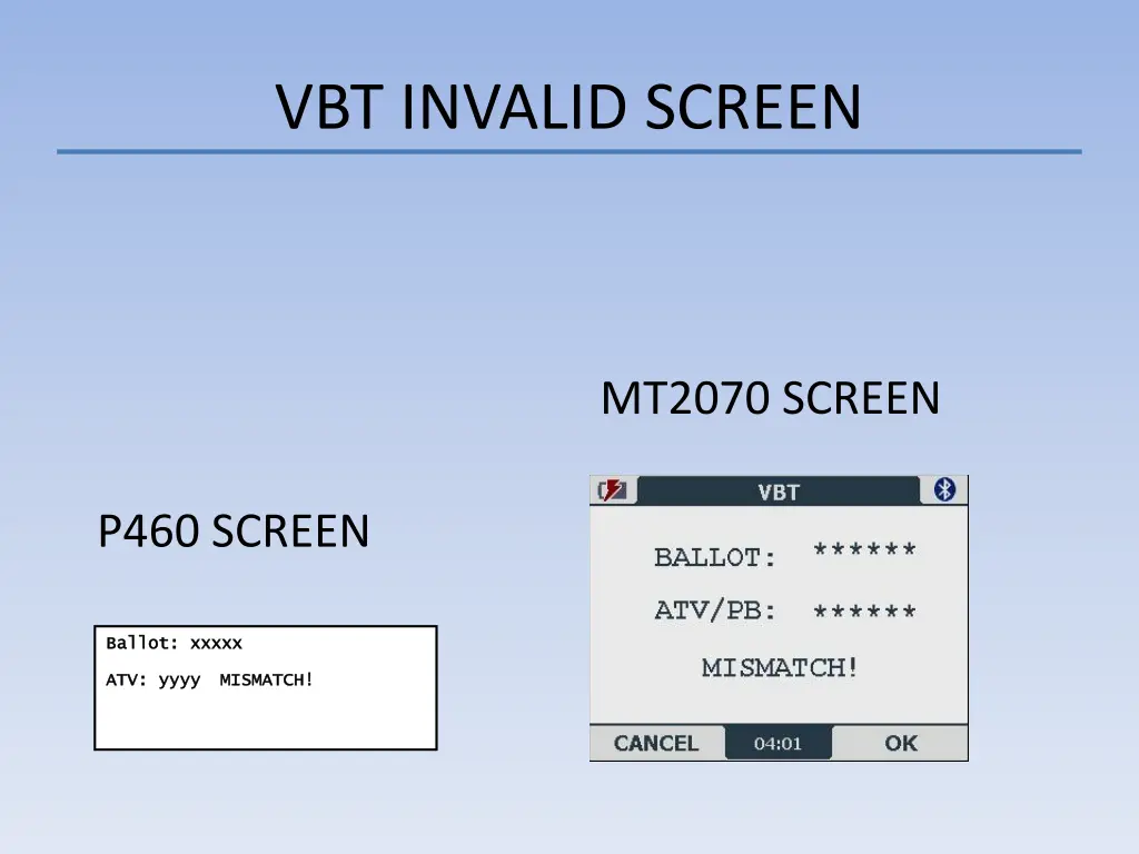 vbt invalid screen