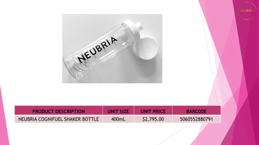 product description neubria cognifuel shaker