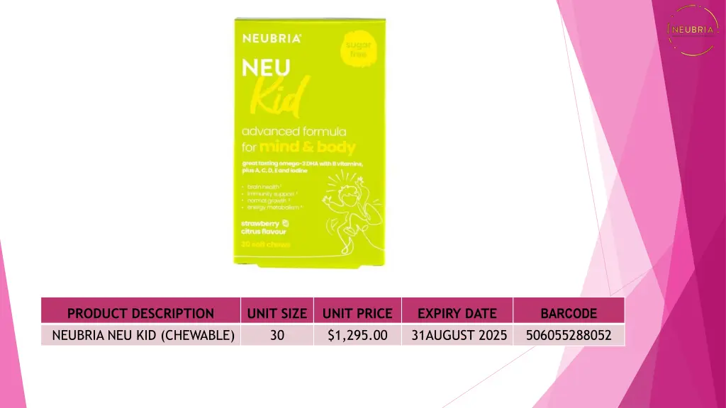 product description neubria neu kid chewable