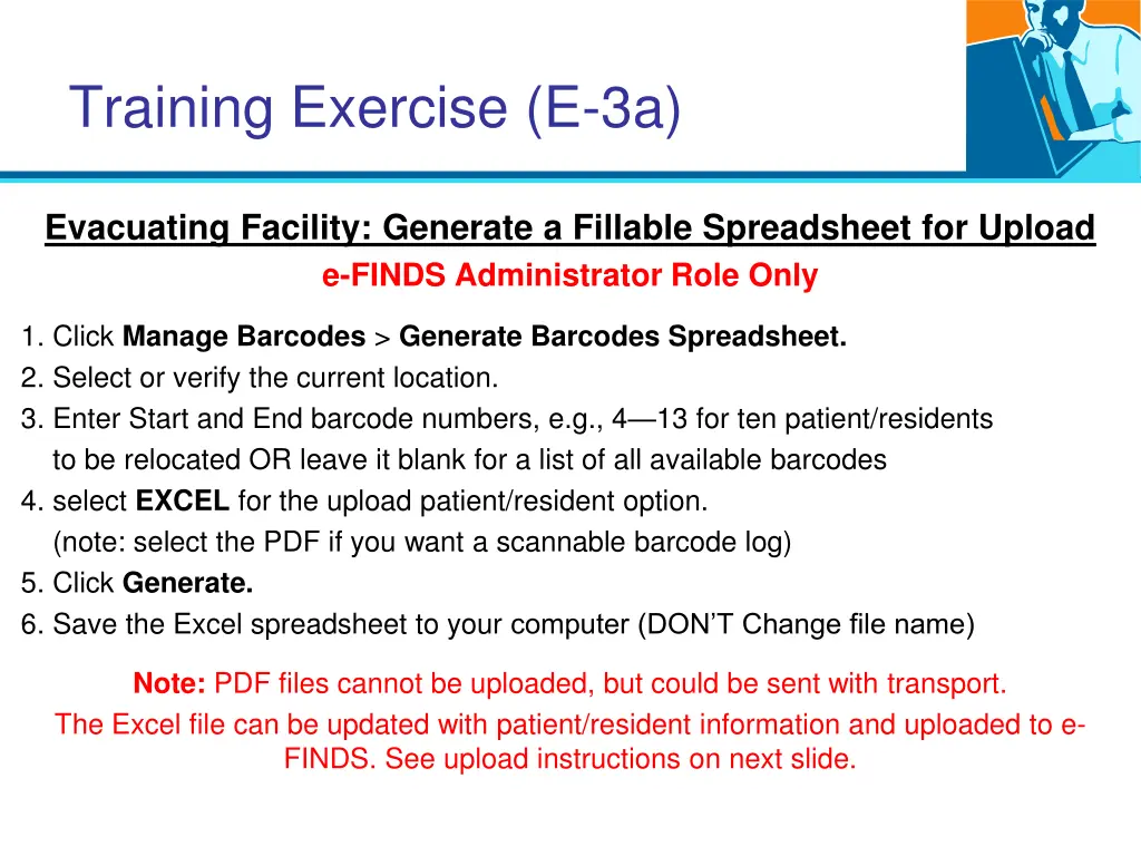 training exercise e 3a