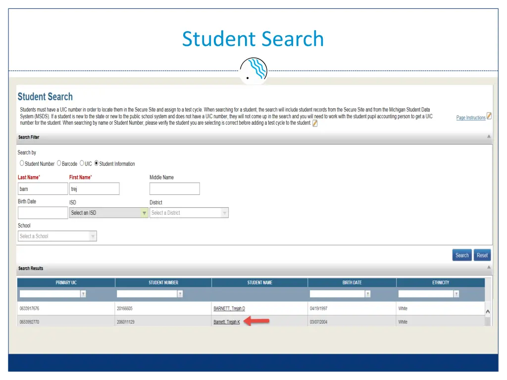 student search