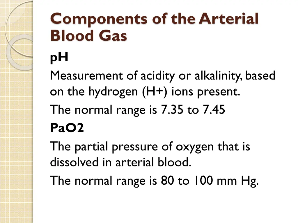 components of the arterial blood