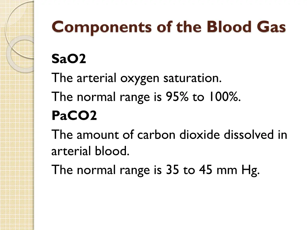 components of the blood gas