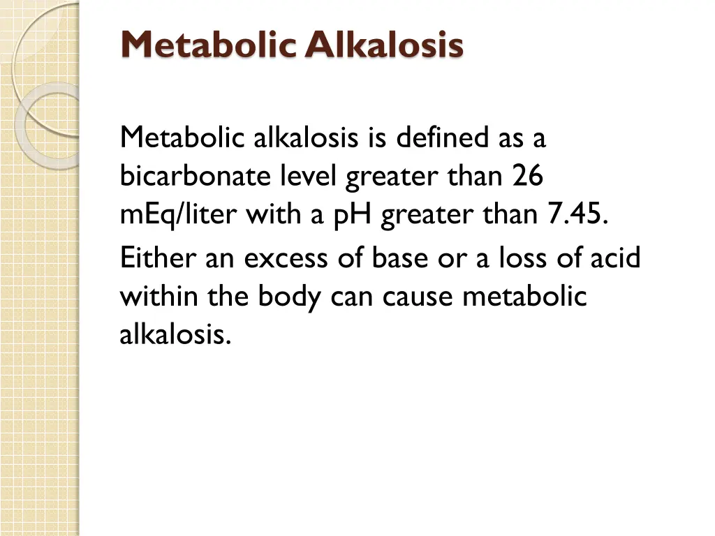 metabolic alkalosis