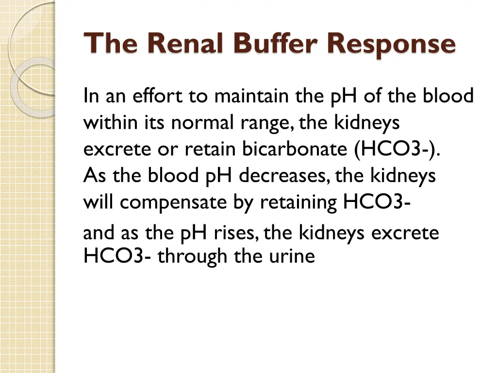 the renal buffer response