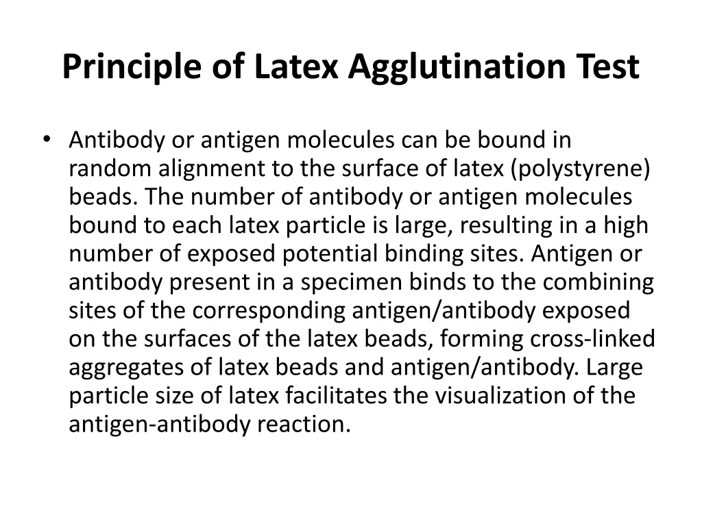 principle of latex agglutination test