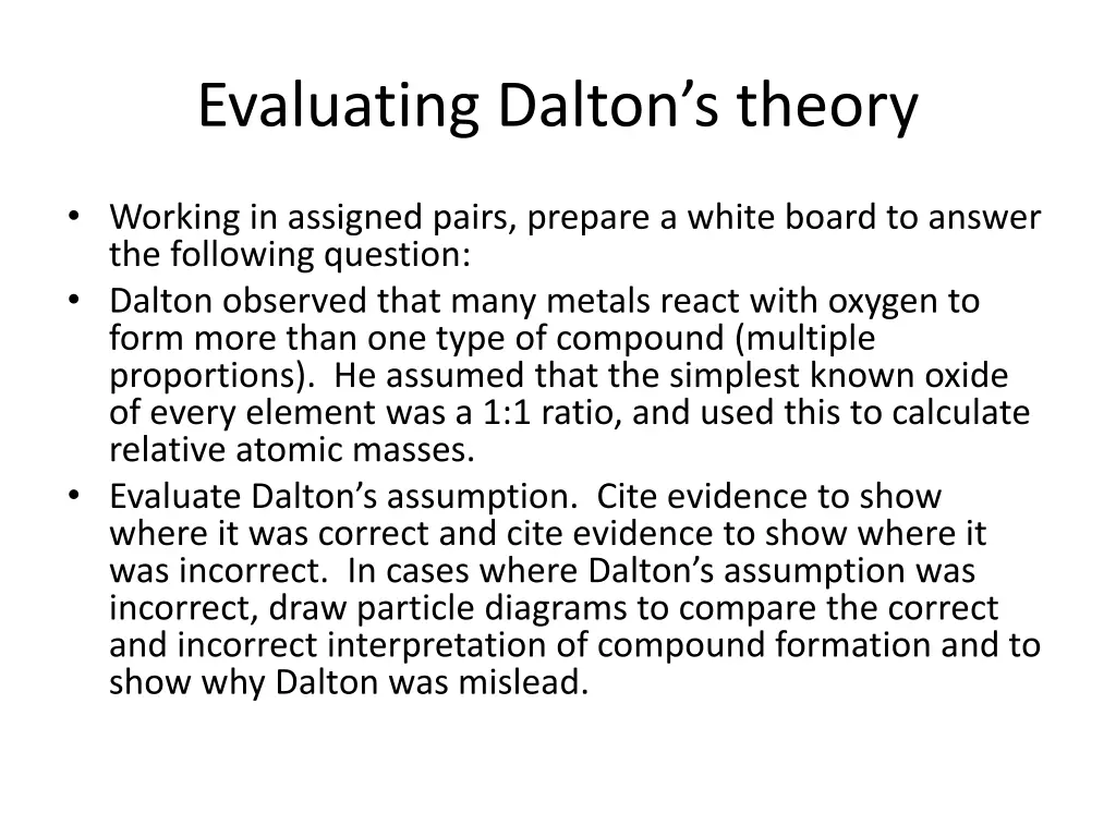evaluating dalton s theory