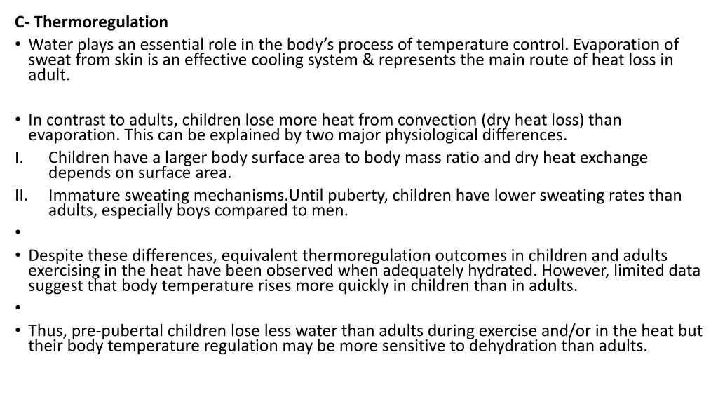 c thermoregulation water plays an essential role