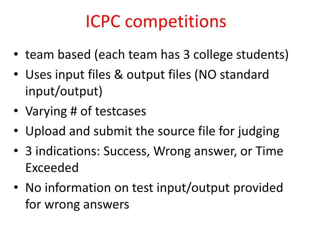 icpc competitions