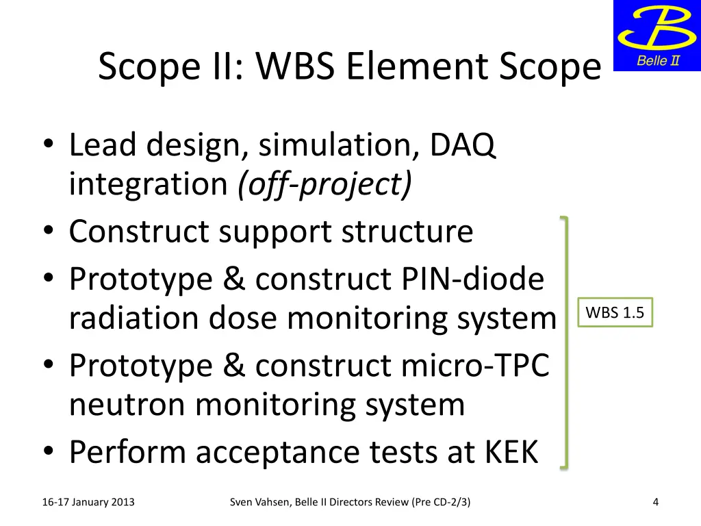scope ii wbs element scope