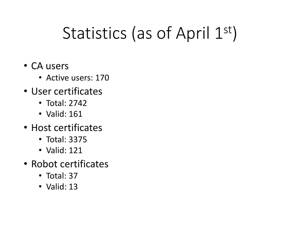 statistics as of april 1 st