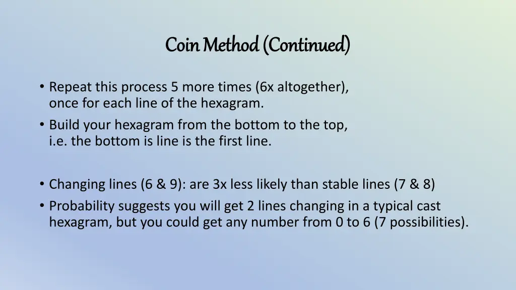 coin method continued coin method continued