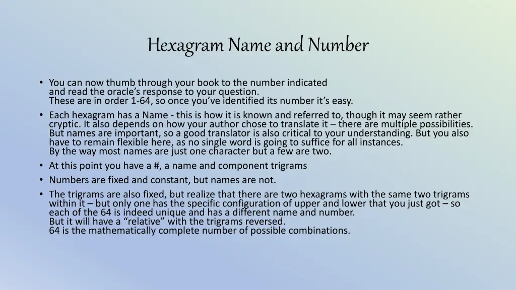 hexagram name and number