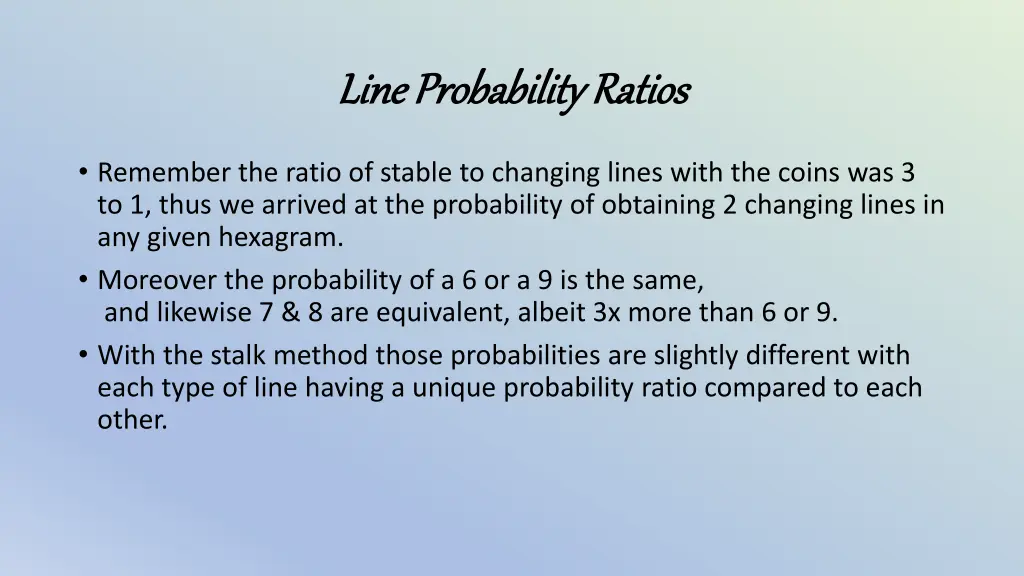 line probability ratios line probability ratios