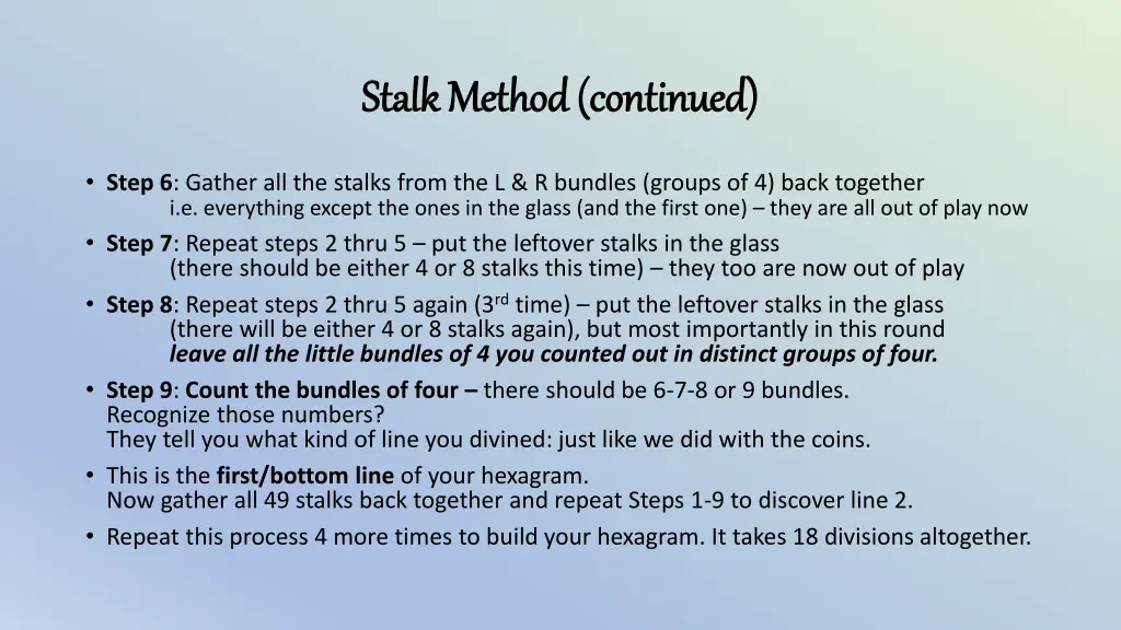 stalk method continued stalk method continued