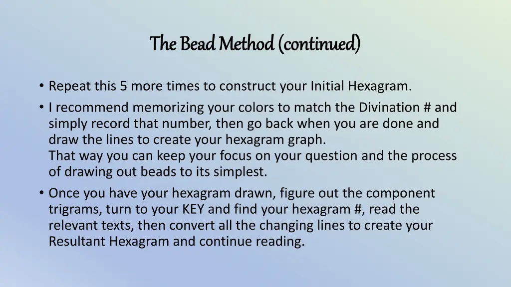 the bead method continued the bead method 1