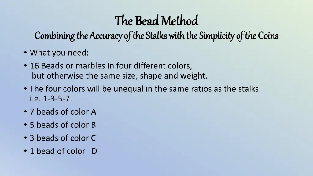 the bead method the bead method