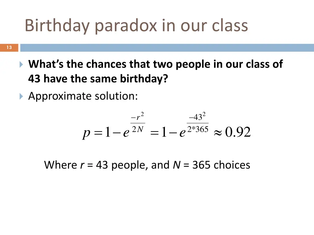 birthday paradox in our class