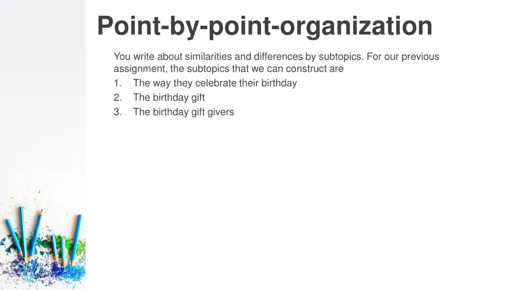 point by point organization