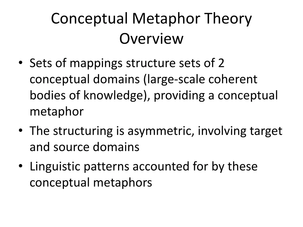 conceptual metaphor theory overview
