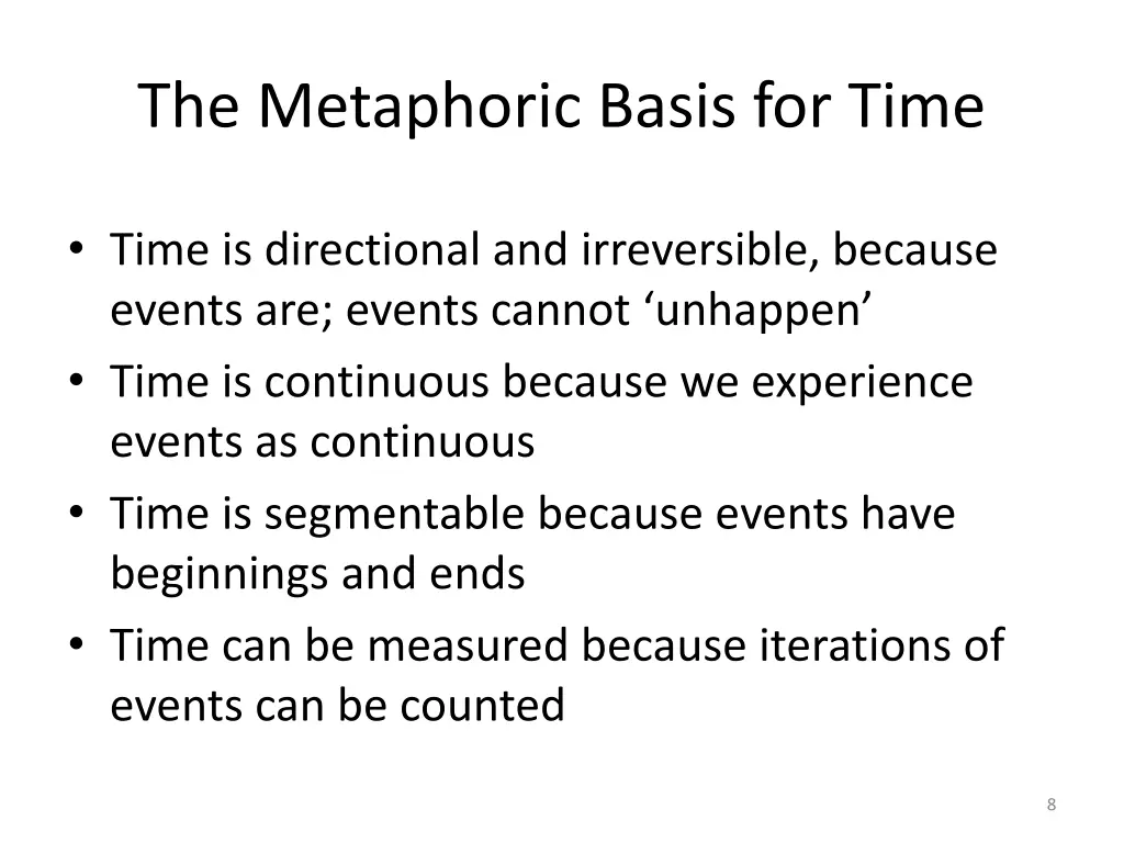 the metaphoric basis for time